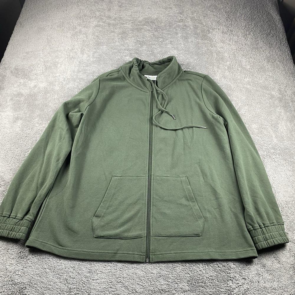 D&Co. Active Zip Up Mock Neck Sweatshirt Womens Large Green